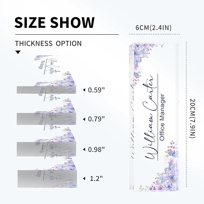 Personalized Name Plate for Desk Custom Acrylic Desk Name Plate Custom Employee Appreciation Gifts Office Gifts for Women, Men, Boss, Coworkers, Teacher, Nurse (Purple Flower)