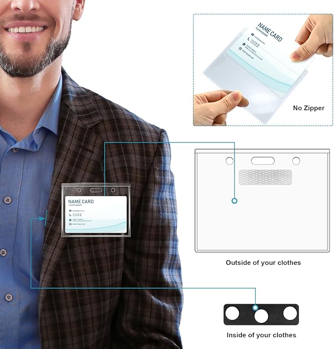 12 Pack of Magnetic Name Badge Holders, 4x3 Inch Horizontal Name Tags with Strong Magnets for Office, Conventions, School, and Events