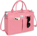 TOPDesign Heavy-Duty Canvas Tote Bag for Women, Adjustable Crossbody/Shoulder Handbag with 9 Pockets, Everything Tote