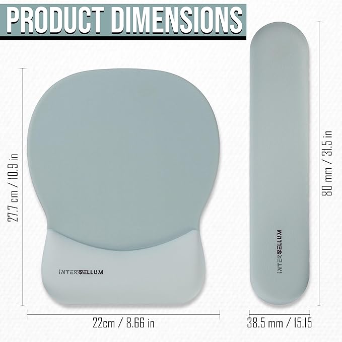 Gel Wrist Rest Mouse Pad Set, Ergonomic Office Mousepad with Memory Foam Wrist Support, Gel Mouse Pad with Wrist Support Keyboard Rest, Non-Slip Desk Accessory for Office, Home & Gaming (Turquoise)