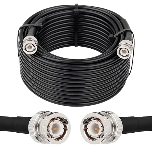 BNC Cable - 50FT RG58 50 ohm Male to Male Coax Cables Low Loss BNC Extension Coaxial Cable with for Antennas, RF Radios, Modems, Oscilloscopes, Spectrum, etc (Black)