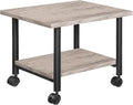HOOBRO Printer Stand, 2-Tier Industrial Under Desk Printer Cart with Shelf, Mobile Heavy Duty Storage Rack on Wheels for Home, Office, Grey and Black BG02PS01G1