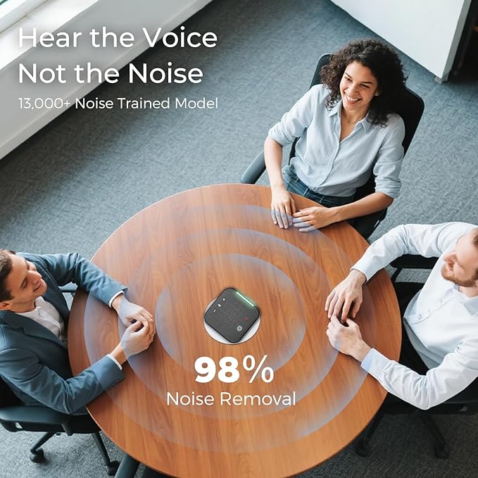 COOLPO Conference Speaker and Microphone, Protable USB C & Bluetooth Speakerphone for Computer, Laptop Speakers with mic, 360° Voice Pickup, AI Noise Reduction, 24H Call Time, Online Meetings