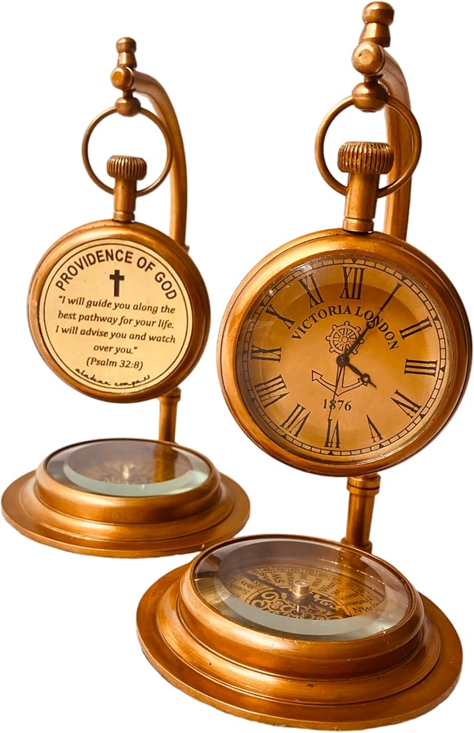 ALADEAN Inspirational Gift Table Compass | I Will Guide You Quote Engraved Desk Compass - Religious Gift Shelf Vintage Decor Christian Gift (Providence of God)