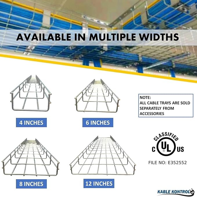 Kable Kontrol V Type Wall Bracket – 4” Width - Wire Mesh Tray Cable Management Rack Cords Organizer Cable Basket, Zinc Plated Steel NEC Approved for Network, Fiber Optic, Cabling Accessory