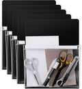 Henoyso 5 Pcs Magnetic File Holder Paper Holder Magnetic Pen Dry Erase Marker Organizer Fridge Pocket Organizer for Whiteboard Refrigerator, 12 x 9.5 in (Black)