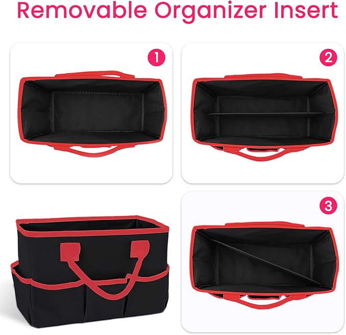 Godery Desktop File Folder Tote and Stock Organizer, Art Organizer Storage Craft Bag for Office Desk or Make-up Storage with Handles for Travel or Daily Use, Black