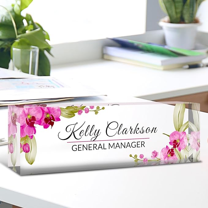 Desk Name Plate Personalized, Custom Name Plate for Desk, Acrylic Desktop Accessories, Office Gift & Decor for Women Men, Teacher Nurse Boss Employee Appreciation Gifts