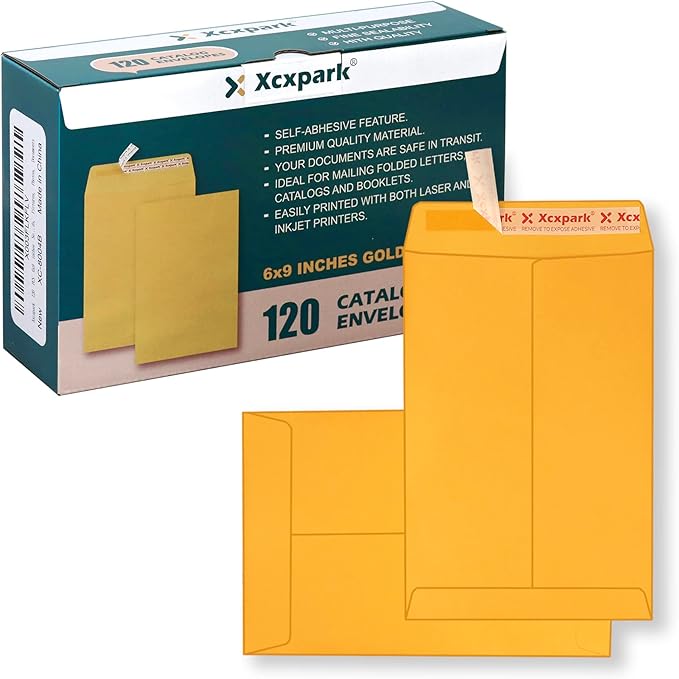 Xxcxpark 120 PCS 6x9 inches Security Catalog Envelopes Printable Self Seal Envelopes, Anti Tear Brown Envelopes for Invitation Cards, Pictures, Photos, Documents