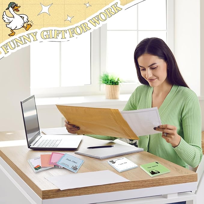 9 Pads Cute Sticky Notes Cartoon Self Stick Notepads 3x3 Inches Notes Adhesive Memo Pad Office Decor Gifts for Students School Teacher Office Meeting (Funny)
