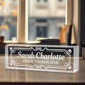 Custom Name Plate for Desk, Personalized Desk Name Plate on Clear Acrylic Glass, Appreciation Gifts for Teacher Employee Boss Coworkers Nurse, Office Desk Accessories for Women Men (Engraved Form)
