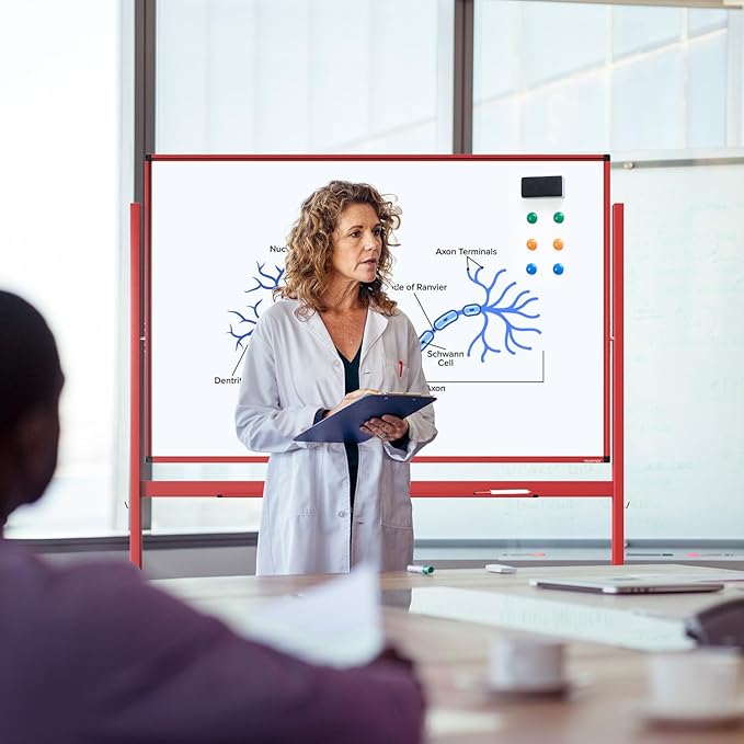 TSJ OFFICE Large Rolling Whiteboard - Dry Erase Magnetic 48 x 32 Inches White Board Height Adjust Double Sides Mobile Portable Easel on Wheels, Dry Erase Board with Stand for Office, Home & Classroom