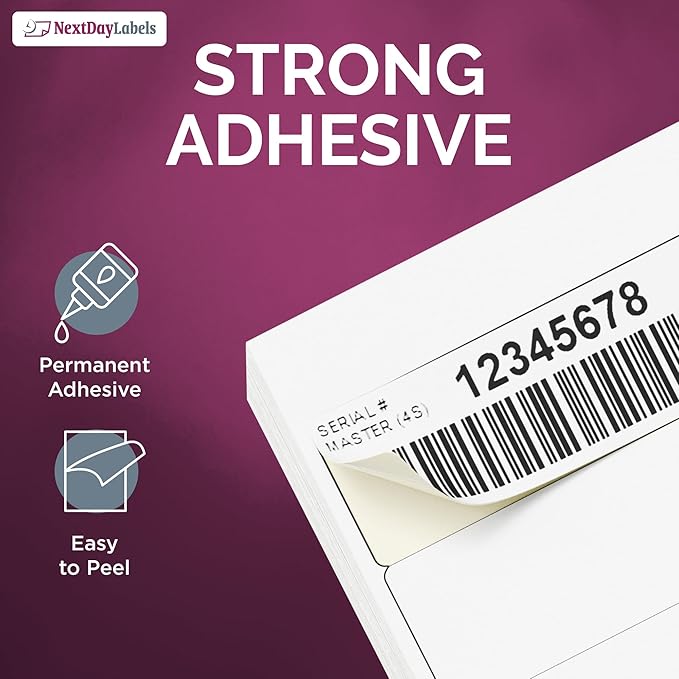 NextDayLabels 4x1.33 Inch Rectangle Stickers White Blank Labels for Laser Inkjet Printer - 14 Per Sheet Self-Adhesive Address Mailing Barcode Made in USA - 3500 Labels