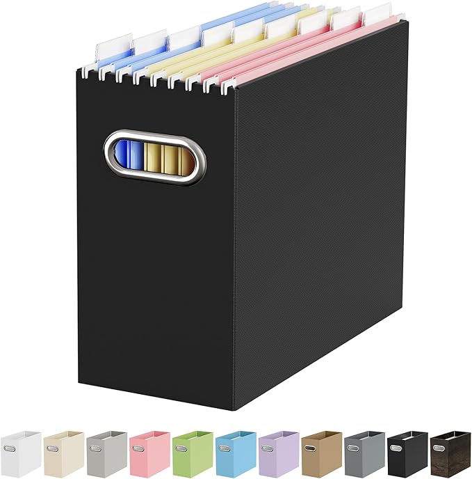 Oterri Cardboard File Organizer Box for Hanging File Folders Letter Size,File Box for Computer Desk,File Cabinet,Working Home,Office,Classroom(Black, Letter Size - 1 Pack)
