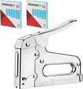Arrow T50 Heavy Duty Staple Gun Kit, All Chrome Steel Stapler, with 3750 Pieces T50 1/4", 3/8", 1/2" Staples, for Upholstery Professional Projects
