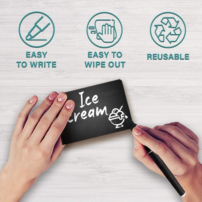 20 Pack Chalkboard Tent Signs 4x3 – Mini Tabletop Food Labels for Buffet Wedding & Party Use – Plastic Reusable Chalk Name Tags & Display Signs for Events