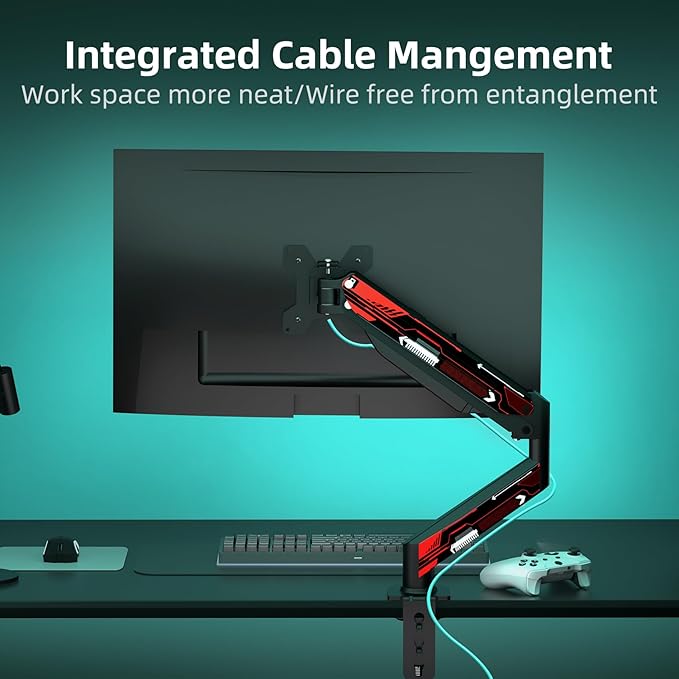 Suptek Monitor Mount Gas Spring Monitor Arm Desk Mount Monitor Stand Fully Adjustable Fits 32 inch Monitors Weight Capacity up to 22 lbs(MD8WR)