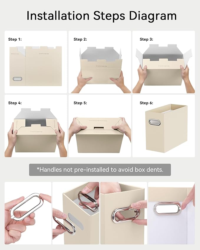 Oterri Cardboard File Organizer Box for Hanging File Folders Letter Size,File Box for Computer Desk,File Cabinet,Working Home,Office,Classroom (Beige, Letter Size - 4 Packs)