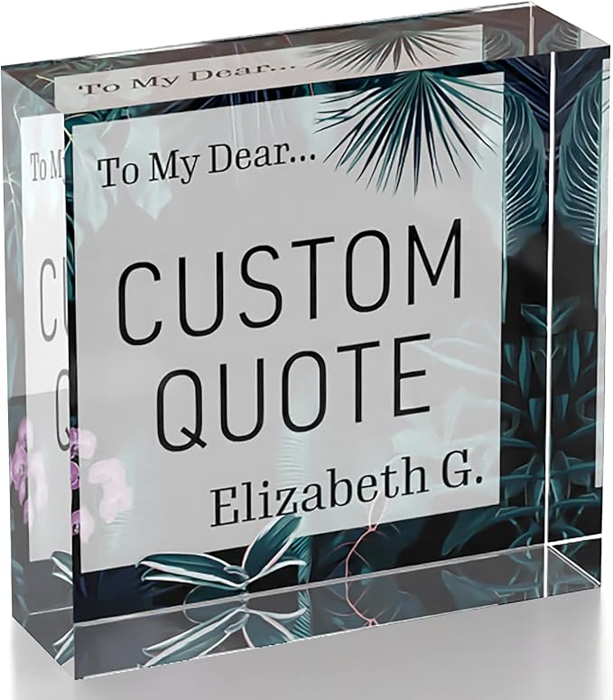 Custom Acrylic Sign Personalized, Custom Desk Name Plate, 18 Styles, (4"x4"), With Gift Box, USA Made by Acryluxe. (Bouquet)
