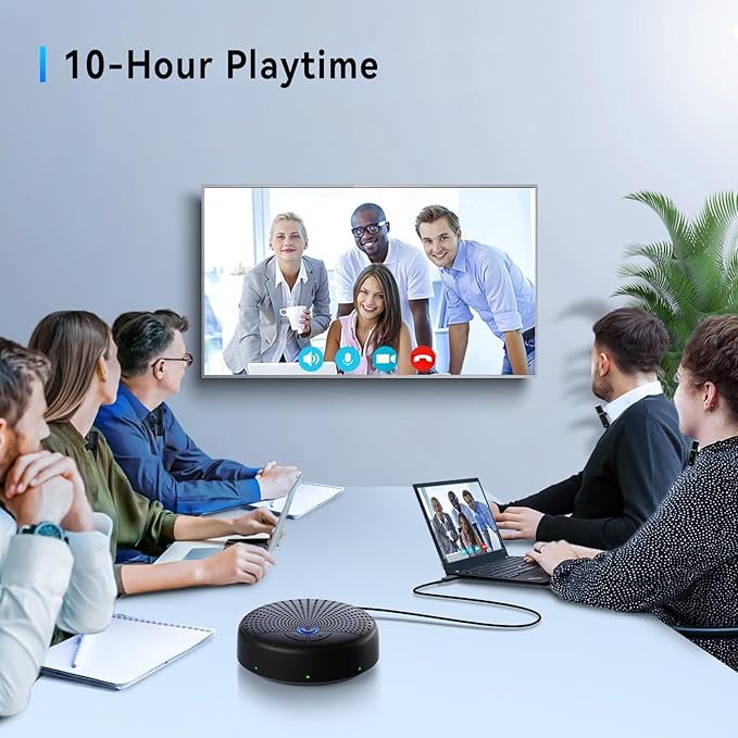 BALILA Conference Speaker and Microphone, 10 AI Mics 360° Voice Pick Up & Noise Reduction, USB Speakerphone for 10-15 People Conference Room, Compatible with Multi-Leading Platforms, Zoom, MS Team