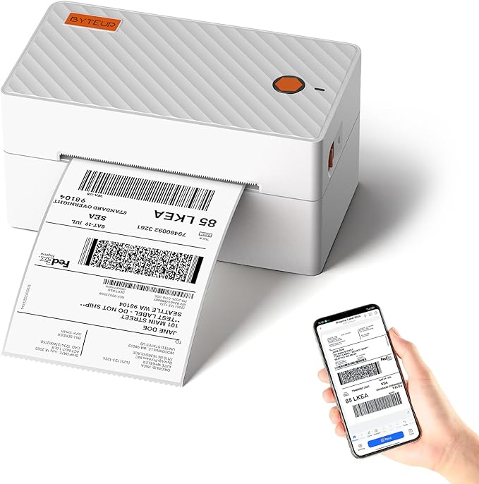 Bluetooth Thermal Shipping Label Printer, Wireless 4x6 Shipping Label Printer for Small Business, Support iOS, Android, Windows and Mac, Compatible with Amazon, Ebay, Shopify, Etsy, USPS.