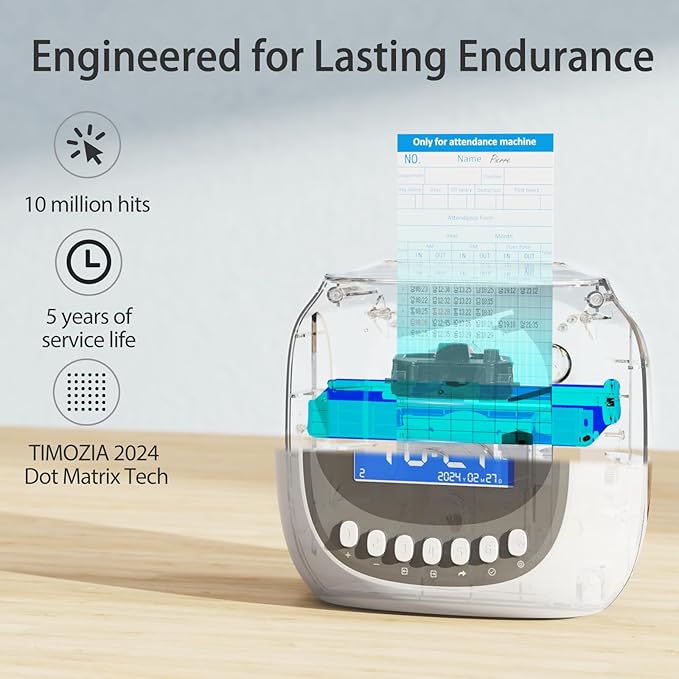 Time Clocks for Employees Small Business, Auto-Align Time Clock, 6 Punches per Day | Clock in Time Machine for Employees with 1 Ink Ribbon(Inside) and 50 Time Cards