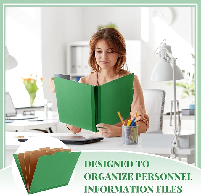 Skyygemm 36 Pcs Classification Folders Letter Size, 3 Divider Pressboard File Folder with Fasteners, Expanding File Organizer Bulk for Teachers, Clergy, Office, Church, Christmas Donations (Green)