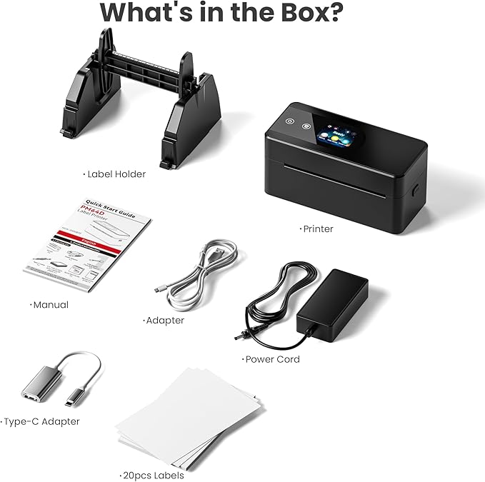Thermal Printer with Touchscreen – Upgraded Bluetooth 4x6 Thermal Label Printer with Label Holder for Small Businesses, Compatible with Phone, PC, Tablet, Widely Used for Amazon, Shopify, Etsy, Tiktok