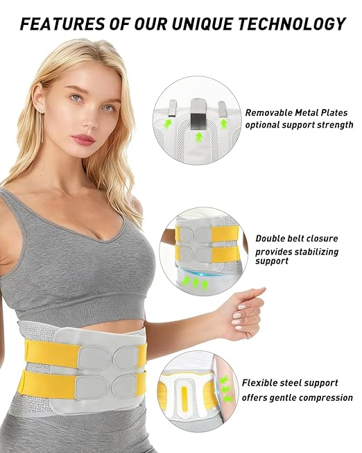 Posture Corrector For Women and Men, Breathable Waist Lumbar Support Belt for Sciatica, Herniated Disc, Scoliosis Back Pain Relief, Heavy lifting, with Dual Adjustable Straps