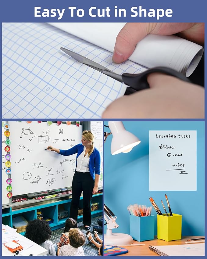 Nicpro 2 Pack Dry Erase Whiteboard Sticker Wall Decal, 17.7" X 78.7"(6.5 ft) Self-Adhesive White Board Peel Stick Paper to Do List with 6PCS Water-Based Pens for School, Office, Home, Kids Drawing