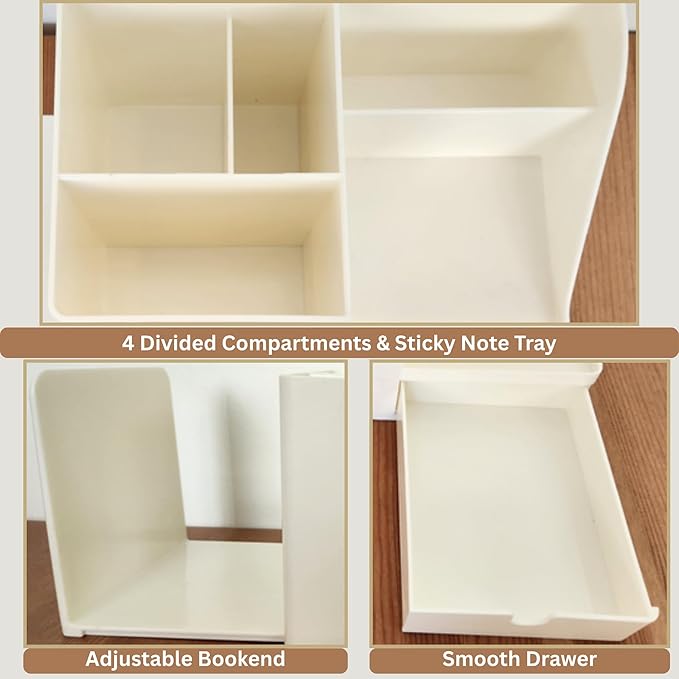 Adjustable Desk Drawer Organizer, Pen Holder, Pencil Holder for desk and Accessories, 5 Compartments, Art Supply Storage Caddy for Desk School Office Supplies