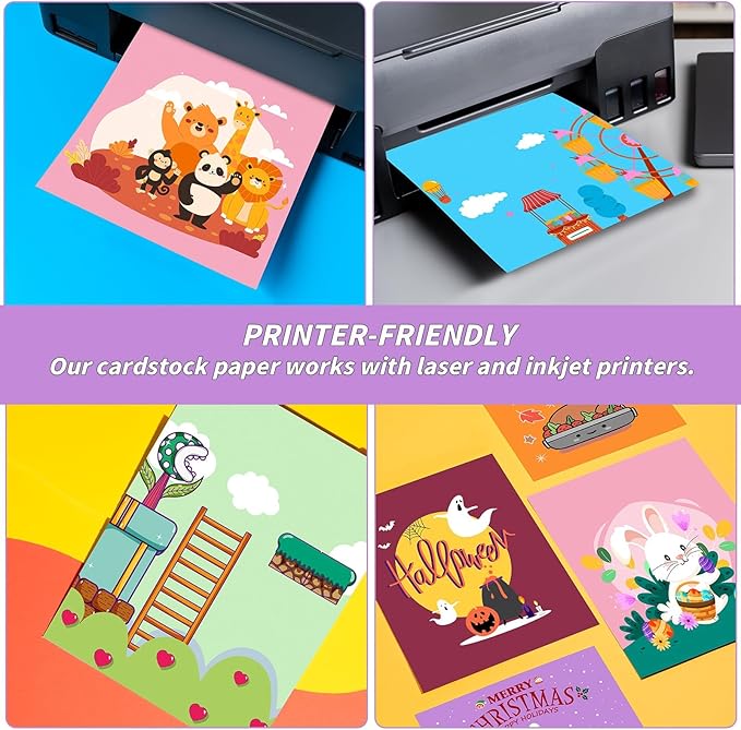 5" x 7" Cardstock 30 Colors, 300 Pack Colorful Thick Paper Cardstock Blank Colored Cards Stock for Invitations, Greeting Cards Making, Postcards, Photos, 250GSM Thick Paper Colorful