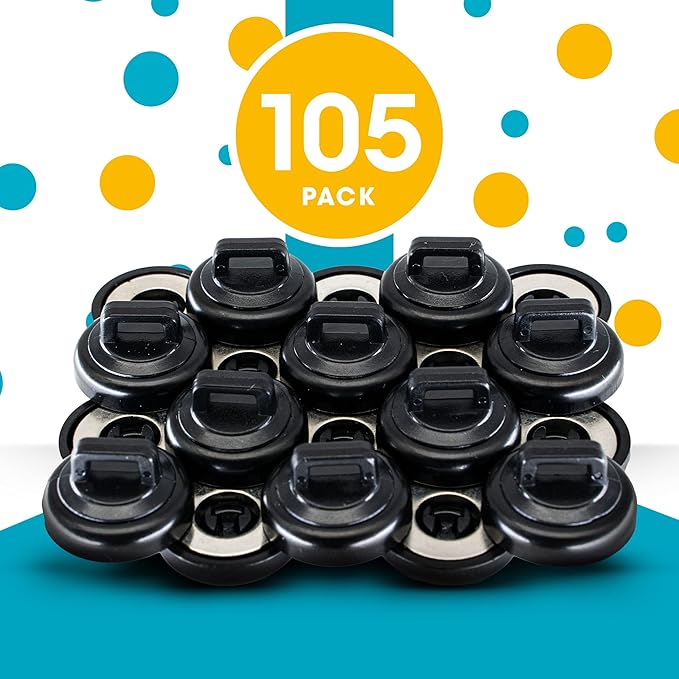 HATSBI. Magnetic Cable Zip Tie Mounts Multipurpose (105 PACK) Neodymium Magnets Black 105 Black Cable Zip Ties Included. Cable Holder for Cable Management. Holds Standard Zip Ties/Cable Ties.