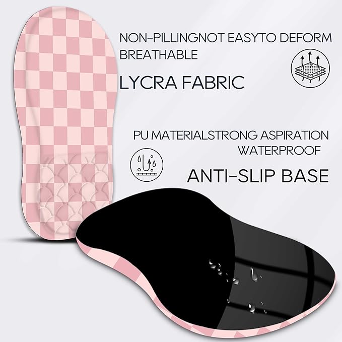 Ergonomic Mouse Pad with Wrist Rest,Slope Design for Pain Relief，Pink Mousepad with Reinforced Memory Foam & Non-Slip Base for Office Desk/Gaming