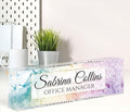 Name Plate for Desk, Desk Name Plate Personalized, Office Decor for Women Men, Acrylic Desktop Accessories, Office Appreciation Gifts for Boss Social Workers Nurse Teacher Employee (Colorful Marble)