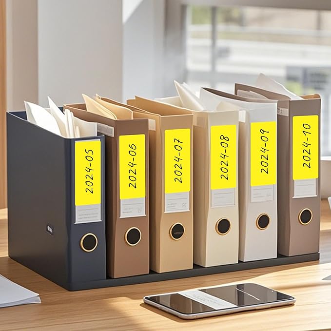 FINDAT Colored Labels Stickers 4×2 Inch Rectangle Vinyl Yellow Sticker Removable Assorted Color Coding Name Tag for File Folder Classroom Office Inventory Marking 160 PCS