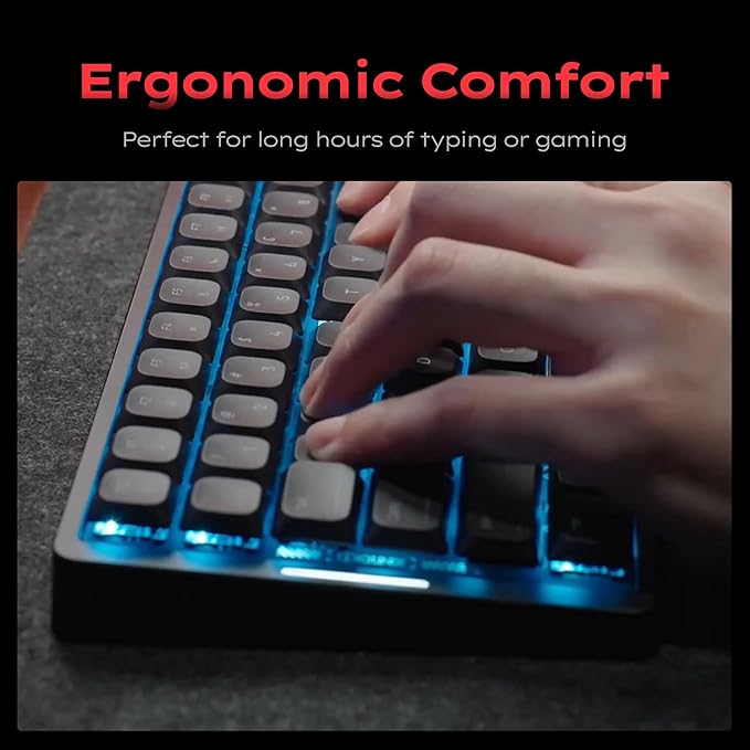 IQUNIX MQ80 Low Profile Mechanical Keyboard for Work and Gaming Tri Mode Wireless Wired CNC Aluminum Hot Swappable RGB Backlit Long Battery Life VIA Support (Black)