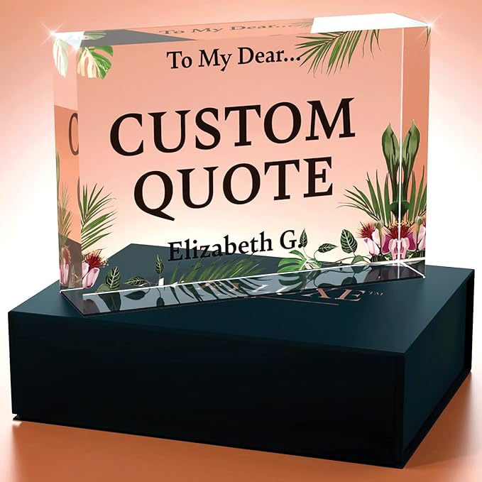 Personalized Gifts, Custom Quote Block Letter Board,Crystal-Clear Acrylic with Gift Box,17 Styles, Holiday and Christmas Gift for Mom, Dad, Girlfriend, Him or Her, Husband, Wife (5"x7, Garden)
