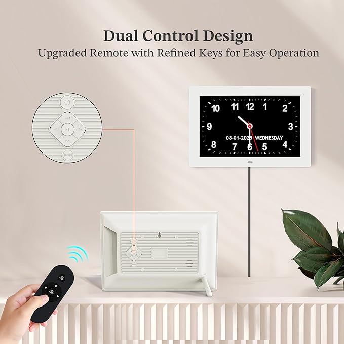 10.1'' Extra Large Digital Clock, 1280*800p HD Display, Dementia Clock For Seniors, Digital Clock With Date, Time, Day Of Week, 10 Reminders & 6 Alarms, Auto Dimming & DST, Remote Control, White