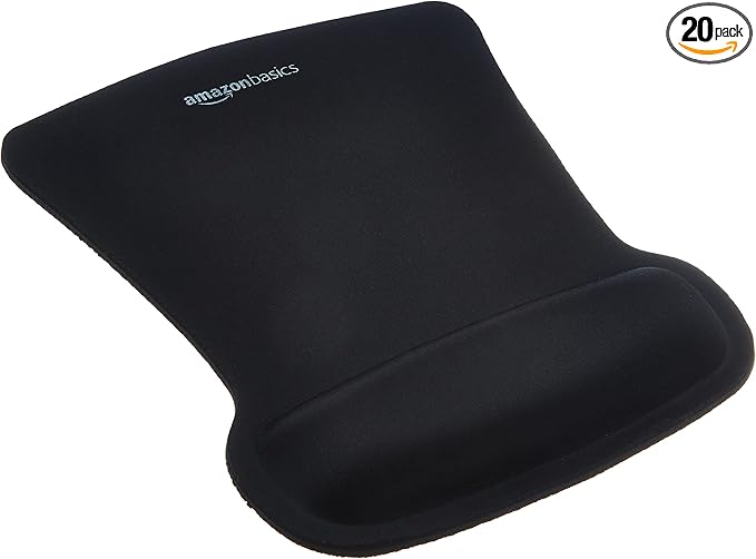 Amazon Basics Rectangular Gel Computer Mouse Pad with Wrist Support Rest, Small, Pack of 20, Black