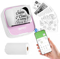 iDPRT Portable Mini Thermal Sticker Printer, Bluetooth Inkless Printers with 1 Roll Sticker Paper, Sticker Machine for Notes, Journal, DIY, Label Printing, Compatible with iOS & Android Phones, Pink