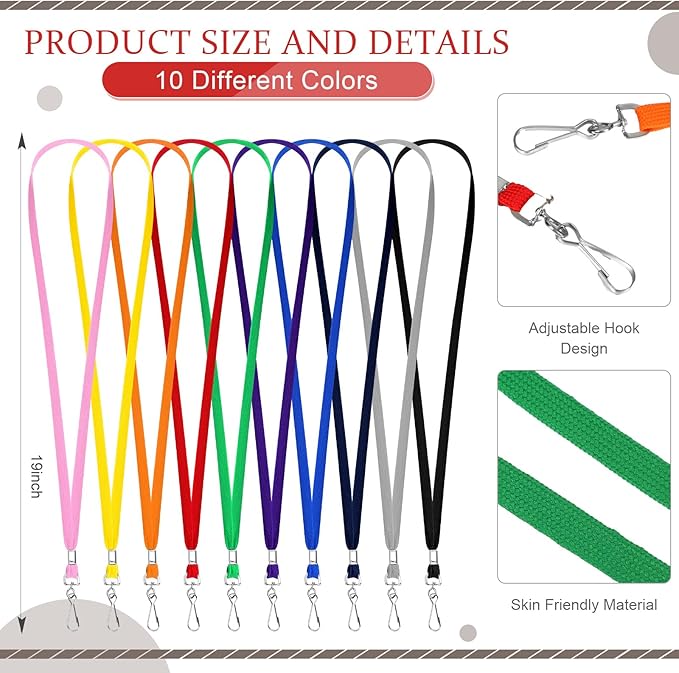 Wesnoy 500 Pack Bulk Lanyards for ID Name Badges Holder Flat Lanyards with Hook Clip Swivel for Office School Accessories (Multi Colors)