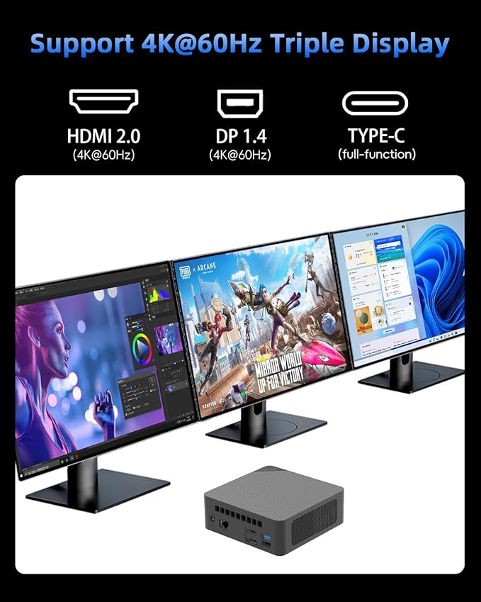 QAZIPO Mini PC, AMD Ryzen 5 3500U (Beats N150/3300U/3200U), 16GB RAM 512GB SSD, Windows 11 Desktop Computers Home Office Business Students, USB-C, Triple 4K Display, HDMI, DP, WiFi, BT