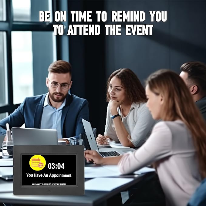 Digital Alarm Clock, Multiple Alarm Functions, Clock with Date and Week, Digital Alarm and Electronic Calendar for Seniors (Black, 7inch WiFi)