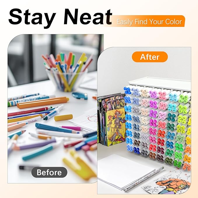 Marker Storage Organizer, Marker Holder for 256 Markers, Art Markers, Watercolor Brushes, Colored Pencils Organizer Holder for Desk