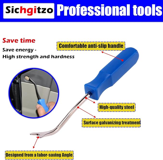 Sichgitzo 4-Piece Staple & Tack Remover Tool Set - Professional Upholstery Nail Puller, Staple Lifter, Glue Remover & Pliers for Furniture, Floor, Wood, Photo Frames & Car Interiors