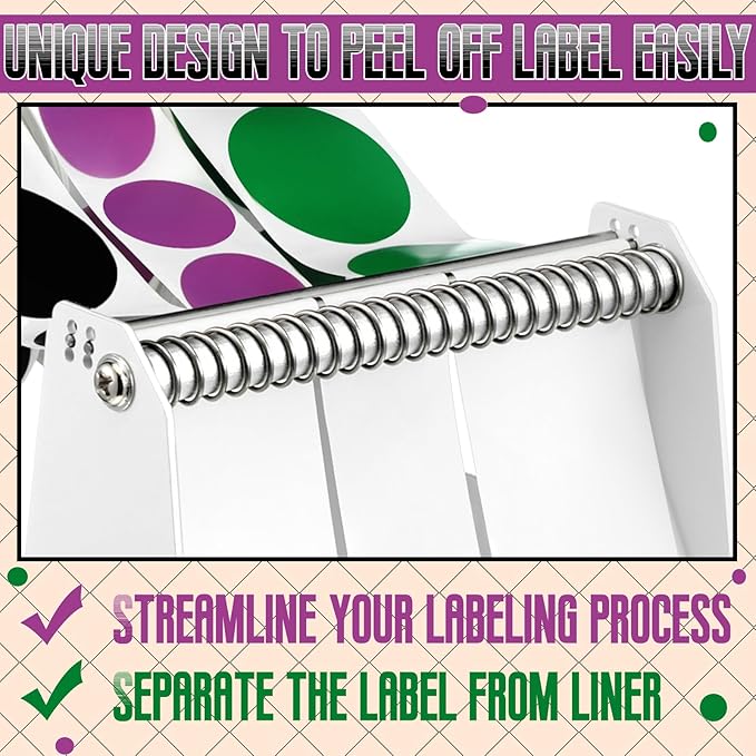 1 Pcs Label Dispenser Manual Adjustable Metal Sticker Roll Holder Sticker Dispenser Label Roll Holder Tape Organizer Stand for Office Home Business Tabletop