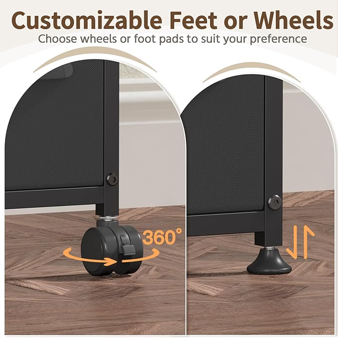 LASZOLA 4 Drawer Narrow Dresser Slim Cabinet Skinny Storage Tower Chest, Ideal for Small Spaces Bathroom Bedroom, Between Washer and Dryer, Lightweight Mobile on Wheels, Sturdy Fabric Drawers, Black