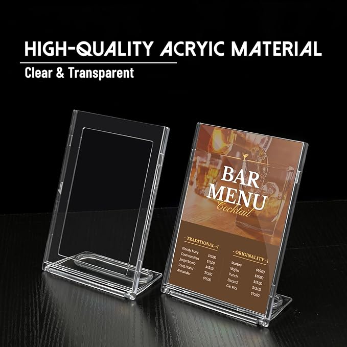 2 Pack 4x6 Inch Small Sign Holder Vertical, Double-Sided Usage with Swivel Base for Table Display, for Office, Store, Restaurant, Retail Counters, for Menu, Message Board, Note