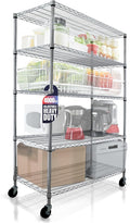 4000 LBS Heavy Duty Wire Rack 48 x 24 x 76, 5-Tier NSF Commercial Rolling Rack with Wheels, Chrome Metal Shelving Unit for Garage, Kitchen, Warehouse, Adjustable Storage Shelf, Crescent